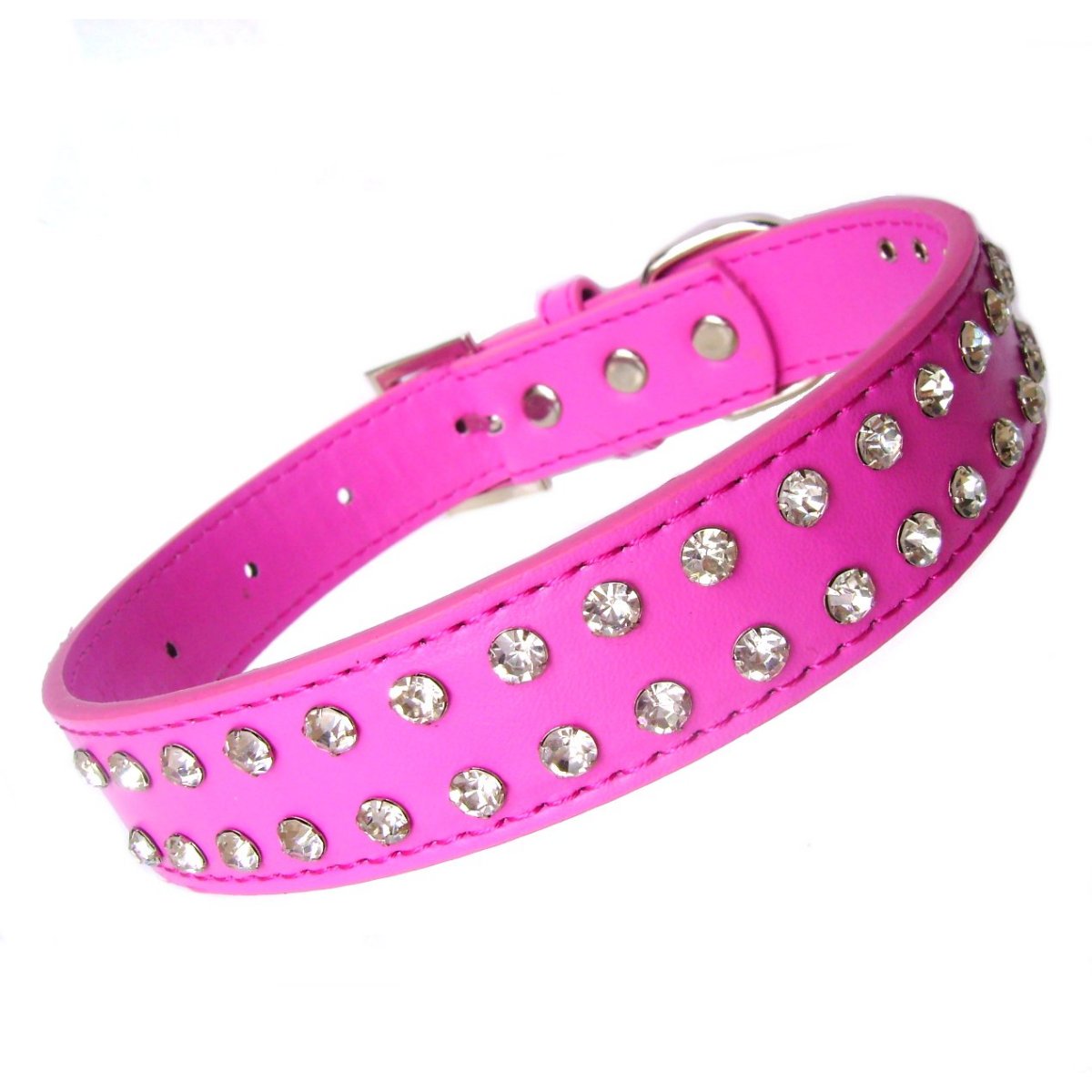 2-Row Crystal Collar & Lead Set – Hot Pink