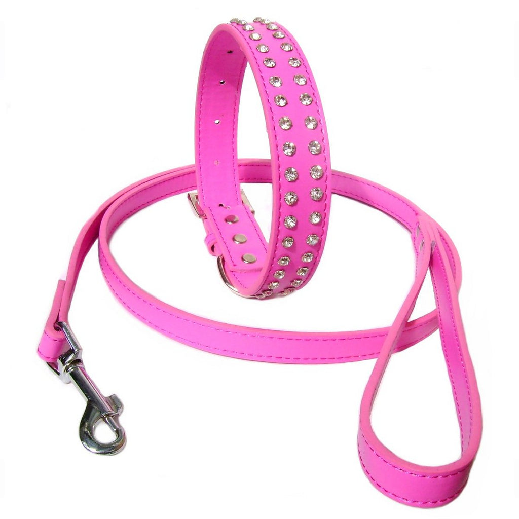 2-Row Crystal Collar & Lead Set – Hot Pink