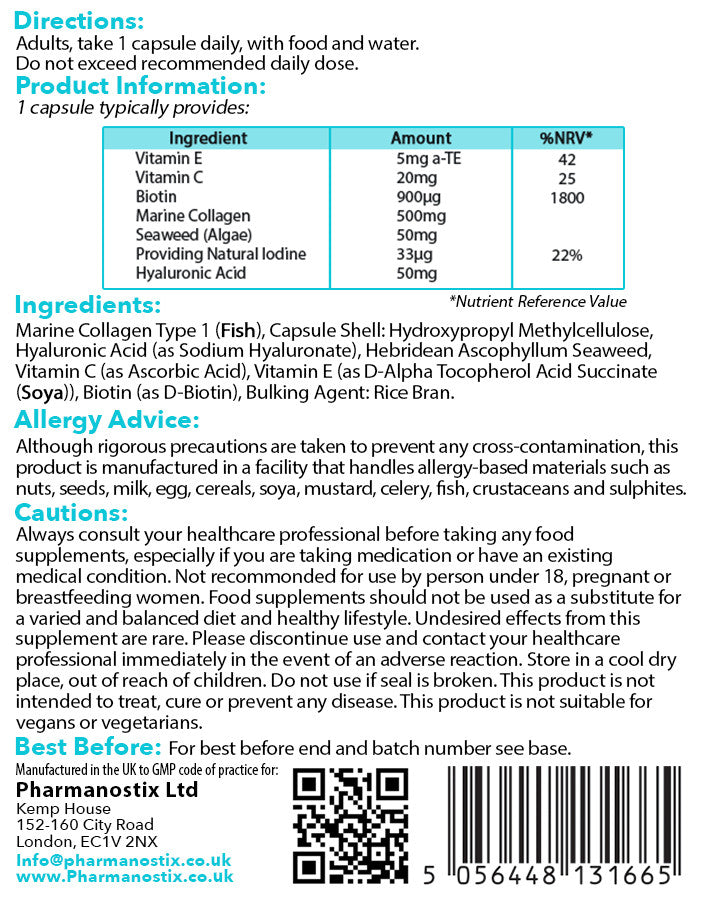 Marine Collagen & Hyaluronic Acid Capsules – 60 Capsules